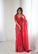 red Color georgette  Saree With Sequence Work